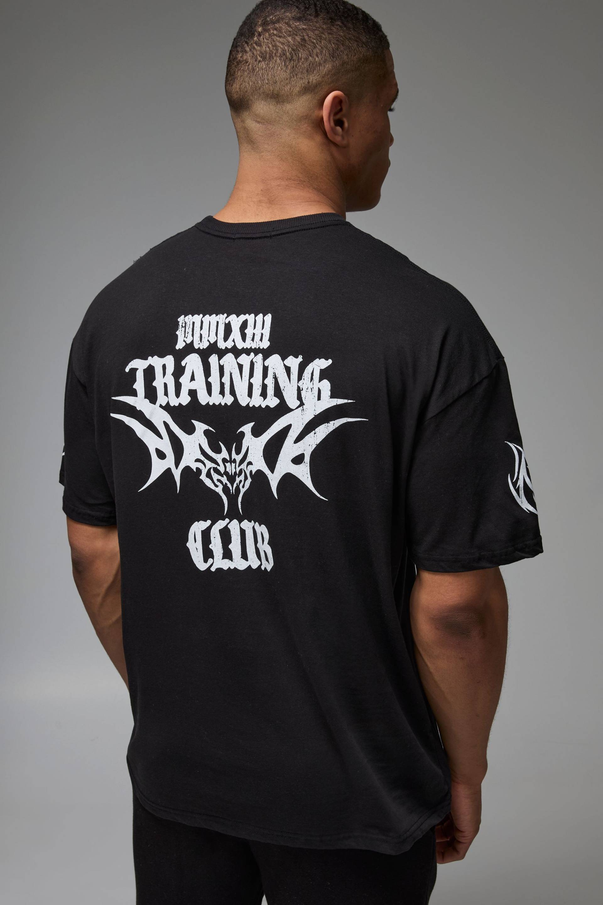 Oversize T-Shirt mit Man Active Training Club Print - Schwarz - XS, Schwarz von boohooman