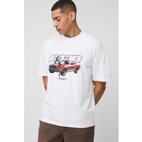 Oversize T-Shirt mit Man Car Print - Weiß - XS, Weiß Oversize T-Shirt mit Man Car Print - Weiß - XS, Weiß von boohooman