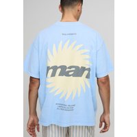 Oversize T-Shirt mit Man Print - Blau - XS, Blau Oversize T-Shirt mit Man Print - Blau - XS, Blau von boohooman