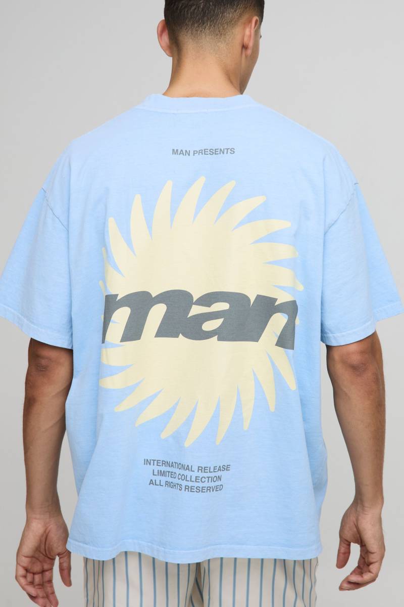 Oversize T-Shirt mit Man Print - Blau - XS, Blau Oversize T-Shirt mit Man Print - Blau - XS, Blau von boohooman