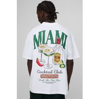 Oversize T-Shirt mit Miami Bar Print - Weiß - XS, Weiß Oversize T-Shirt mit Miami Bar Print - Weiß - XS, Weiß von boohooman