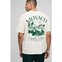 Oversize T-Shirt mit Monaco-Print - Ecru - XS, Ecru Oversize T-Shirt mit Monaco-Print - Ecru - XS, Ecru von boohooman