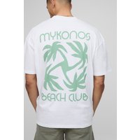 Oversize T-Shirt mit Mykonos-Print - Weiß - XS, Weiß Oversize T-Shirt mit Mykonos-Print - Weiß - XS, Weiß von boohooman