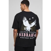 Oversize T-Shirt mit Nebraska-Print - Schwarz - XS, Schwarz Oversize T-Shirt mit Nebraska-Print - Schwarz - XS, Schwarz von boohooman
