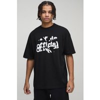 Oversize T-Shirt mit Official Graffiti-Print - Schwarz - XS, Schwarz von boohooman