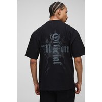 Oversize T-Shirt mit Official Kreuz-Print - Schwarz - M, Schwarz von boohooman