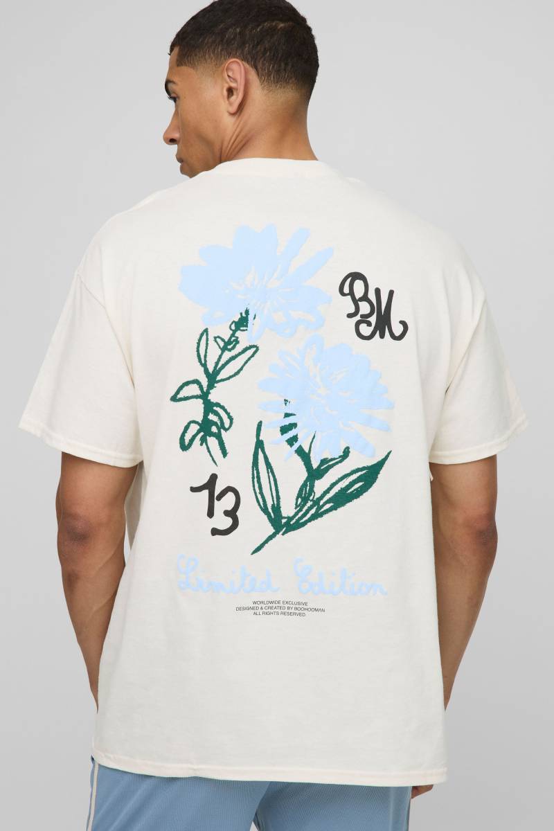 Oversize T-Shirt mit Official Man Stickerei - Ecru - XS, Ecru Oversize T-Shirt mit Official Man Stickerei - Ecru - XS, Ecru von boohooman