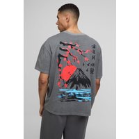 Oversize T-Shirt mit Print - Grau - XS, Grau Oversize T-Shirt mit Print - Grau - XS, Grau von boohooman