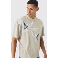 Oversize T-Shirt mit Print - Grau - XS, Grau Oversize T-Shirt mit Print - Grau - XS, Grau von boohooman