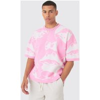 Oversize T-Shirt mit Print - Rosa - XS, Rosa Oversize T-Shirt mit Print - Rosa - XS, Rosa von boohooman