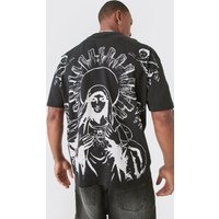 Oversize T-Shirt mit Renaissance-Print - Schwarz - XS, Schwarz von boohooman