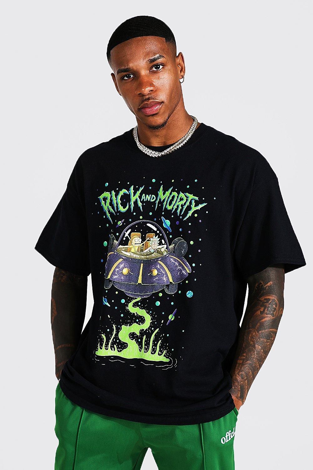 Oversize T-Shirt mit Rick & Morty Print - Schwarz - M, Schwarz von boohooman