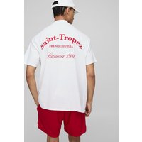 Oversize T-Shirt mit Saint Tropez Print - Weiß - XS, Weiß Oversize T-Shirt mit Saint Tropez Print - Weiß - XS, Weiß von boohooman