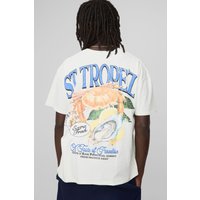 Oversize T-Shirt mit St Tropez Oyster Print - Gelb - XS, Gelb von boohooman