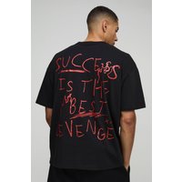 Oversize T-Shirt mit Success Slogan - Schwarz - XS, Schwarz Oversize T-Shirt mit Success Slogan - Schwarz - XS, Schwarz von boohooman