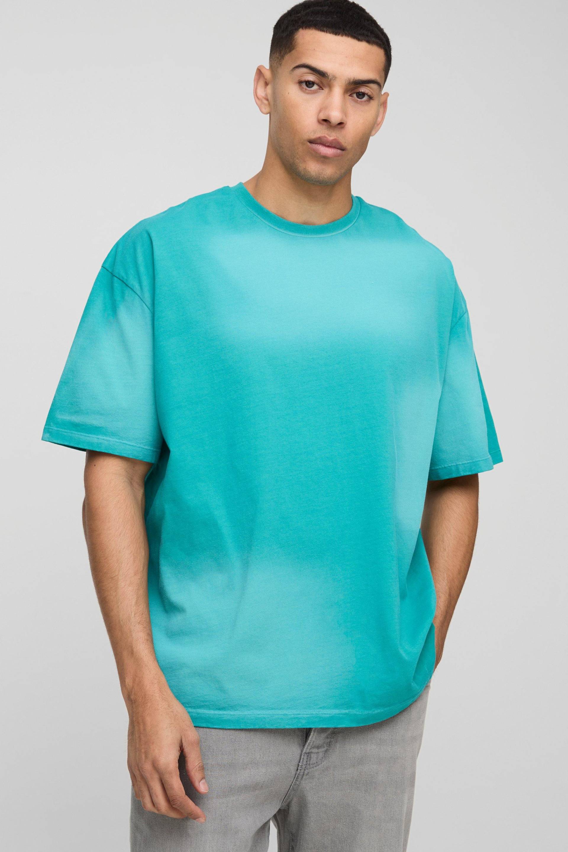 Oversize T-Shirt mit Vintage-Waschung - Petrol - L, Petrol Oversize T-Shirt mit Vintage-Waschung - Petrol - L, Petrol von boohooman