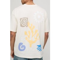 Oversize T-Shirt mit abstraktem Blätter-Print - Grau - XS, Grau Oversize T-Shirt mit abstraktem Blätter-Print - Grau - XS, Grau von boohooman
