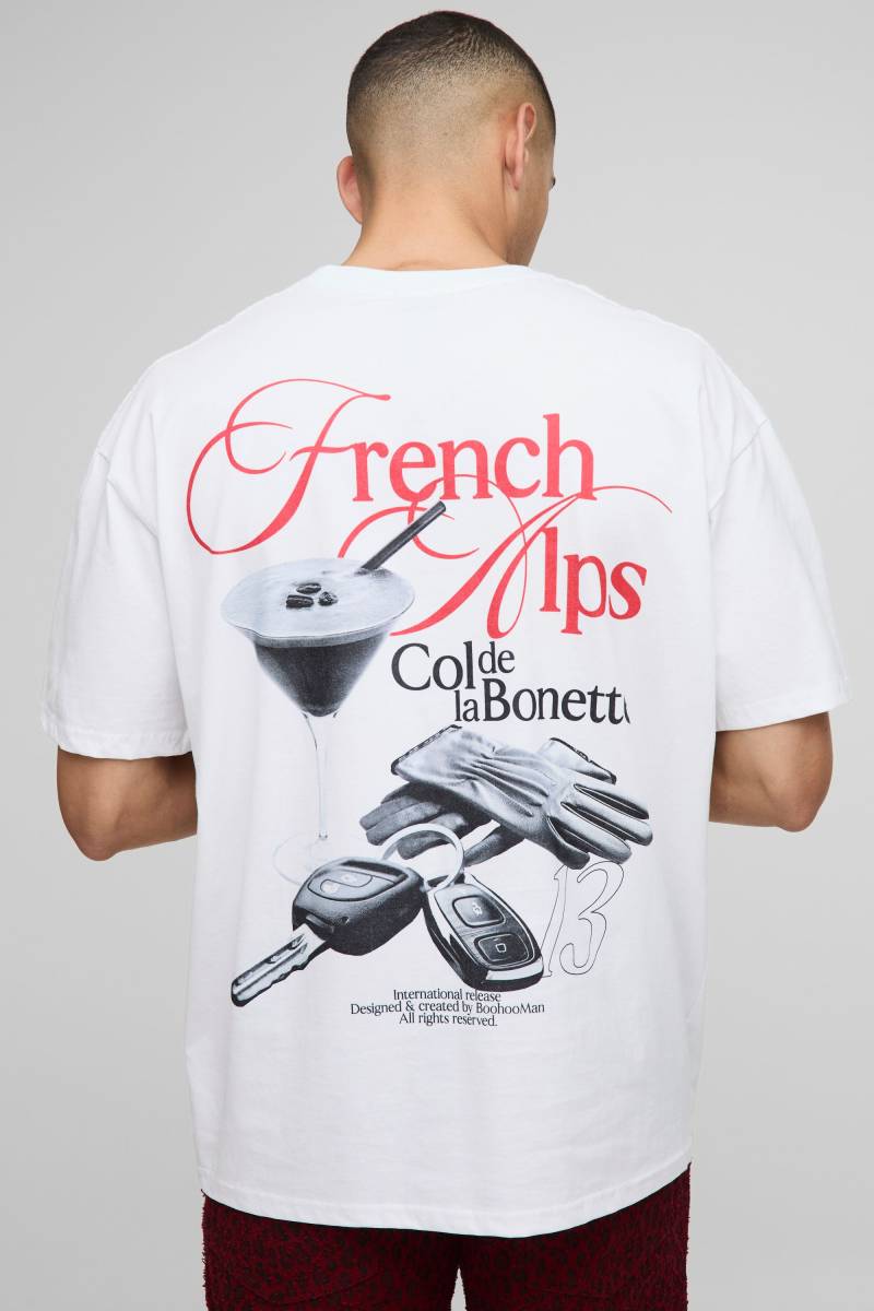 Oversize T-Shirt mit abstraktem Print - Weiß - S, Weiß von boohooman