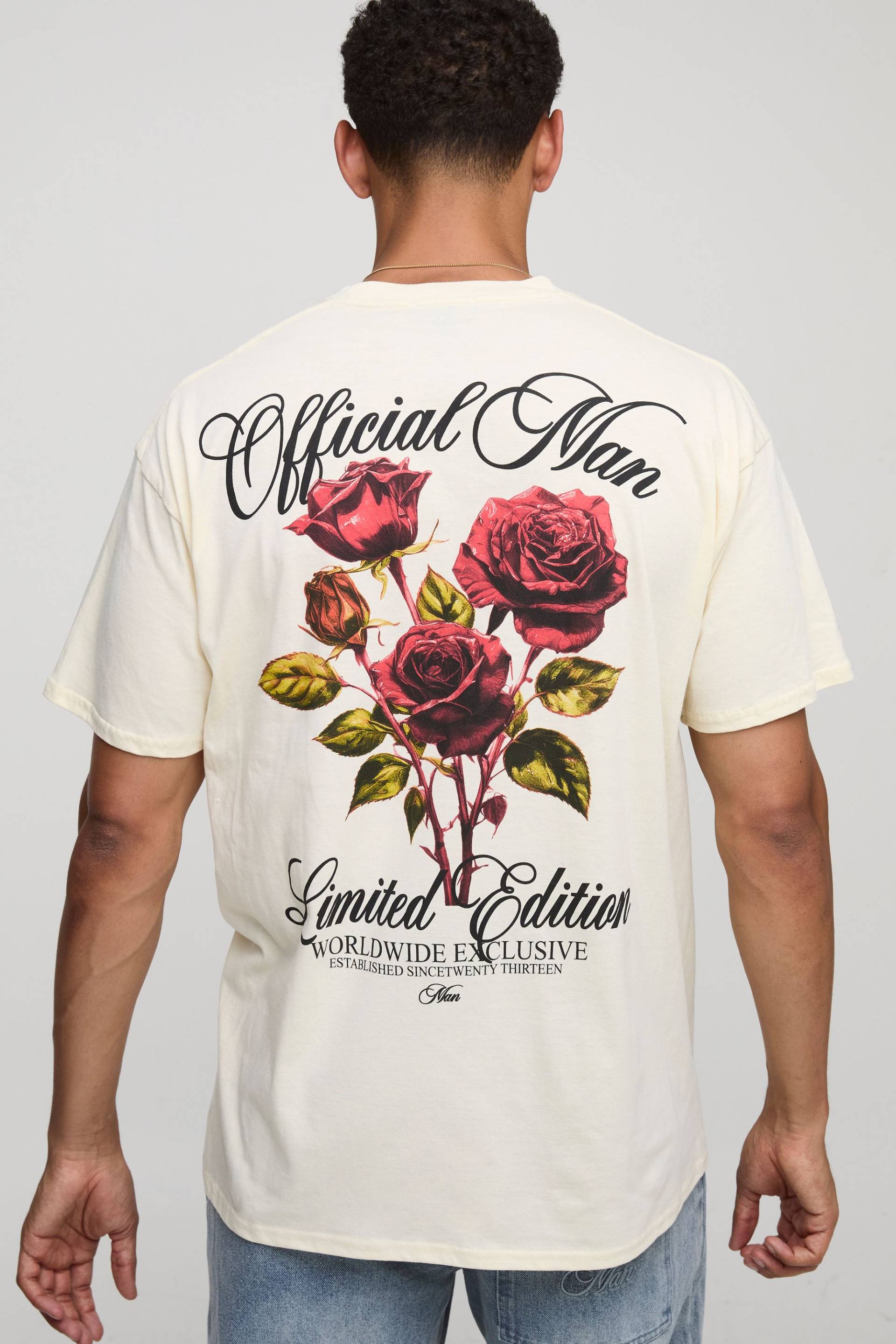 Oversize T-Shirt mit floralem Limited Edition Print von boohooman