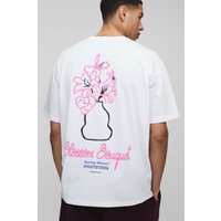 Oversize T-Shirt mit floralem Vase-Print - Weiß - XS, Weiß Oversize T-Shirt mit floralem Vase-Print - Weiß - XS, Weiß von boohooman