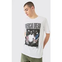 Oversize T-Shirt mit lizenziertem 21 Savage Print - Weiß - XS, Weiß von boohooman