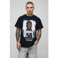 Oversize T-Shirt mit lizenziertem 50 Cent Print - Schwarz - XS, Schwarz Oversize T-Shirt mit lizenziertem 50 Cent Print - Schwarz - XS, Schwarz von boohooman