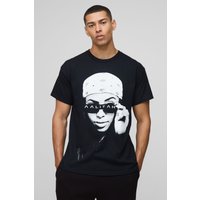 Oversize T-Shirt mit lizenziertem Aaliyah Print - Schwarz - M, Schwarz von boohooman