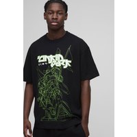 Oversize T-Shirt mit lizenziertem Blockabsatz - Schwarz - XS, Schwarz von boohooman