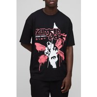 Oversize T-Shirt mit lizenziertem Blockabsatz - Schwarz - XS, Schwarz Oversize T-Shirt mit lizenziertem Blockabsatz - Schwarz - XS, Schwarz von boohooman