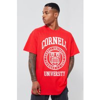 Oversize T-Shirt mit lizenziertem Cornell Print - Rot - XS, Rot Oversize T-Shirt mit lizenziertem Cornell Print - Rot - XS, Rot von boohooman