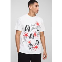 Oversize T-Shirt mit lizenziertem Foo Fighters Print - Weiß - XS, Weiß von boohooman