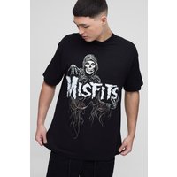 Oversize T-Shirt mit lizenziertem Misfits Band Print - Schwarz - L, Schwarz von boohooman