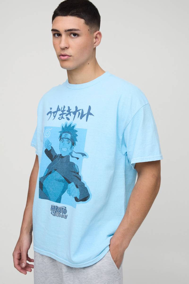 Oversize T-Shirt mit lizenziertem Naruto Anime Print - Blau - L, Blau Oversize T-Shirt mit lizenziertem Naruto Anime Print - Blau - L, Blau von boohooman