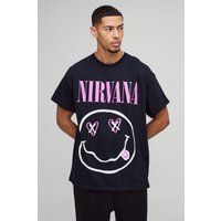 Oversize T-Shirt mit lizenziertem Nirvana-Print - Schwarz - S, Schwarz Oversize T-Shirt mit lizenziertem Nirvana-Print - Schwarz - S, Schwarz von boohooman