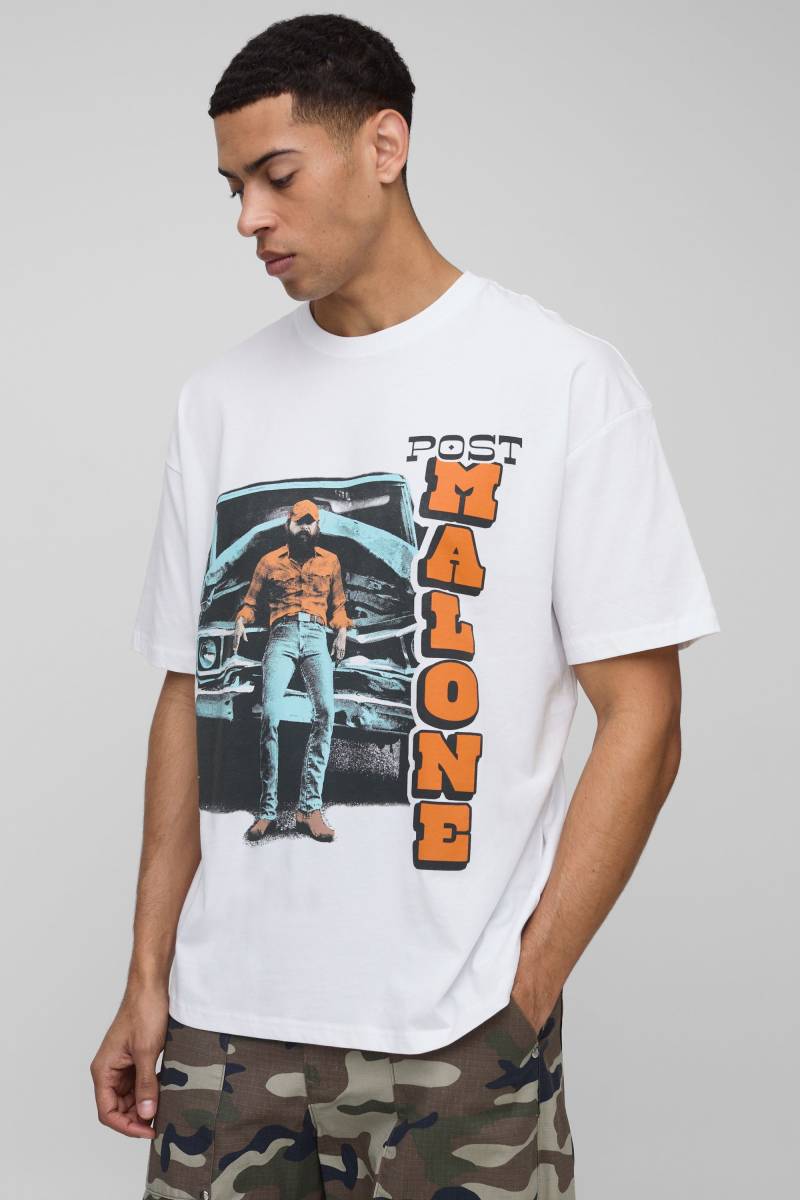 Oversize T-Shirt mit lizenziertem Post Malone Print - Weiß - M, Weiß von boohooman