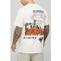 Oversize T-Shirt mit lizenziertem Superman Print - Ecru - M, Ecru von boohooman