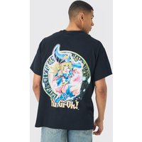 Oversize T-Shirt mit lizenziertem Yugioh Dark Magician Girl Anime Print - Schwarz - S, Schwarz von boohooman