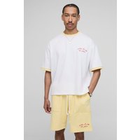 Oversize T-Shirt & Shorts - Gelb - XL, Gelb Oversize T-Shirt & Shorts - Gelb - XL, Gelb von boohooman