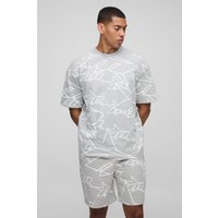 Oversize T-Shirt & Shorts mit M Stern Print - Grau - XS, Grau Oversize T-Shirt & Shorts mit M Stern Print - Grau - XS, Grau von boohooman