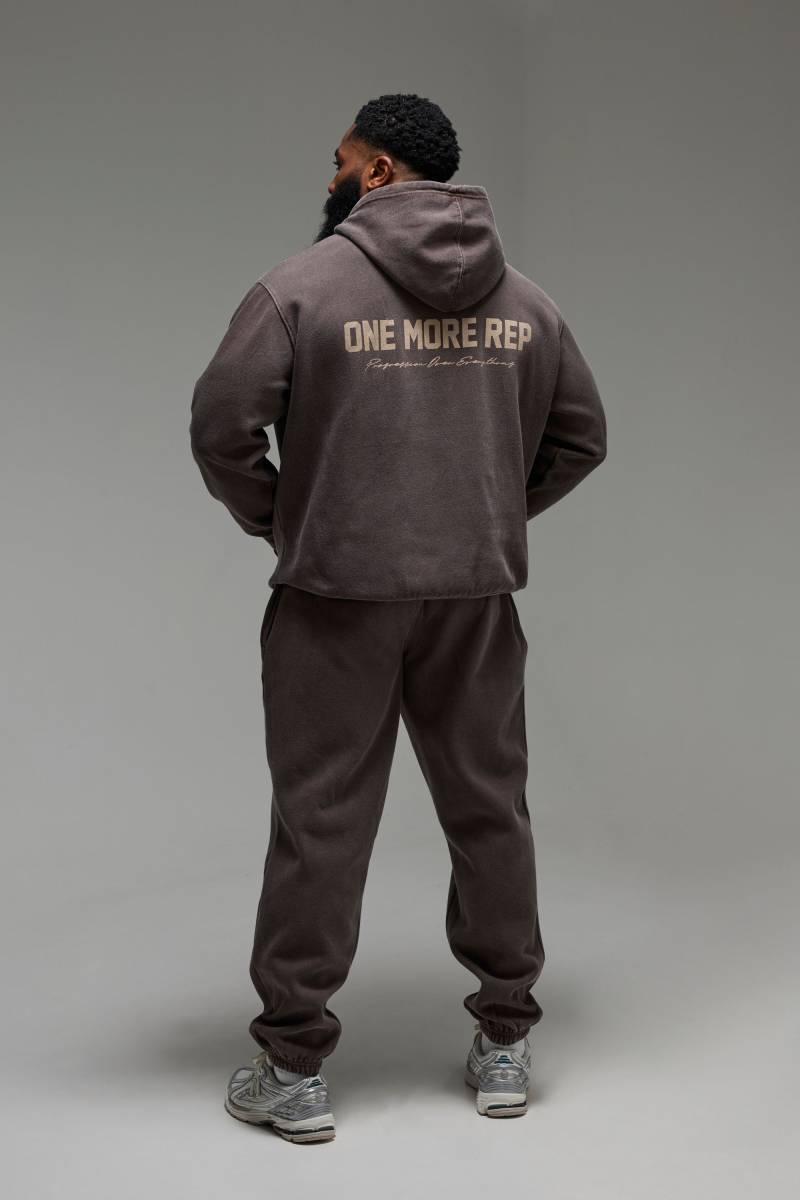 Oversize Trainingsanzug mit Man Active One More Rep Print - Braun - XS, Braun Oversize Trainingsanzug mit Man Active One More Rep Print - Braun - XS, Braun von boohooman