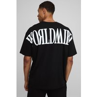 Oversize Worldwide T-Shirt mit Naht-Detail - Schwarz - XS, Schwarz von boohooman