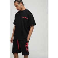 Oversize Worldwide T-Shirt und Shorts - Schwarz - L, Schwarz Oversize Worldwide T-Shirt und Shorts - Schwarz - L, Schwarz von boohooman