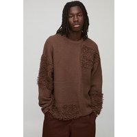 Oversize Zopfmuster-Pullover - Braun - XS, Braun Oversize Zopfmuster-Pullover - Braun - XS, Braun von boohooman