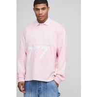 Oversize Rugby-Poloshirt mit Streifen - Rosa - XS, Rosa Oversize Rugby-Poloshirt mit Streifen - Rosa - XS, Rosa von boohooman