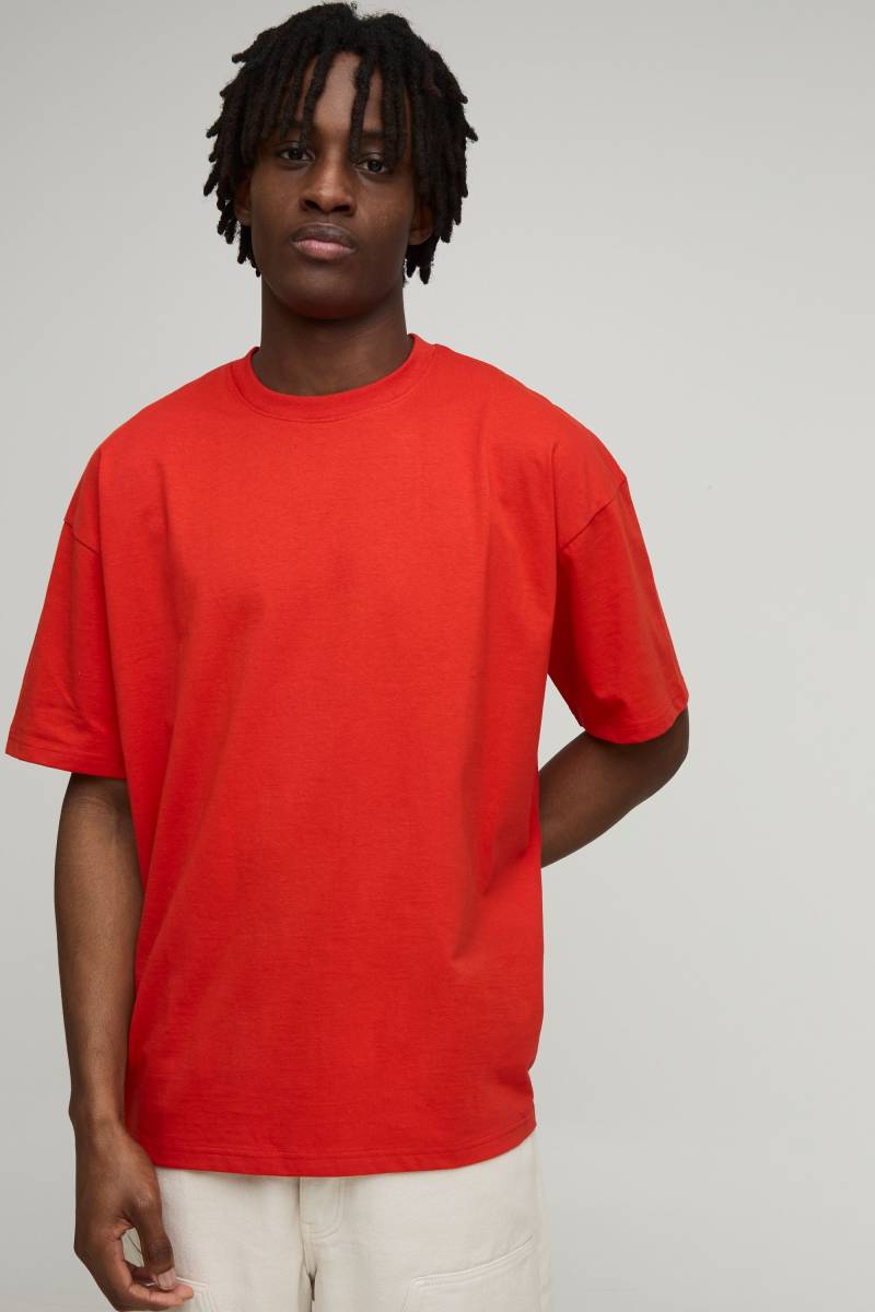 Oversize Basic Rundhals T-Shirt - Rot - XL, Rot von boohooman