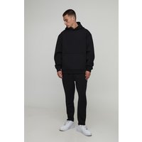 Oversized Bonded Scuba Hooded Cropped Jogger Tracksuit - Schwarz - M, Schwarz von boohooman