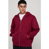 Oversize Scuba Hoodie mit Reißverschluss - Burgund - XS, Burgund Oversize Scuba Hoodie mit Reißverschluss - Burgund - XS, Burgund von boohooman