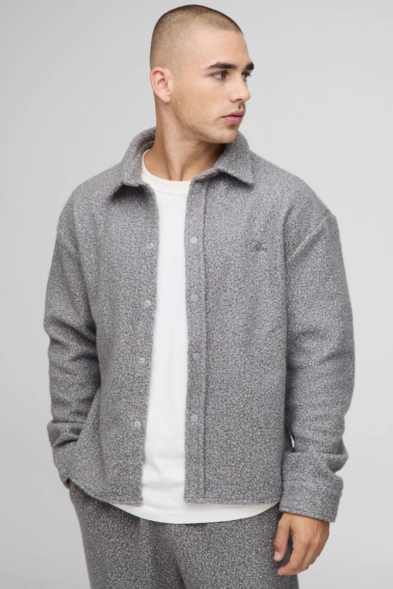 Oversize Bouclee Overshirt - Grau - XS, Grau von boohooman