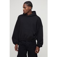 Kastiger Oversize Hoodie mit elastischem Saum und Fledermaus-Ärmeln - Schwarz - XS, Schwarz Kastiger Oversize Hoodie mit elastischem Saum und Fledermaus-Ärmeln - Schwarz - XS, Schwarz von boohooman