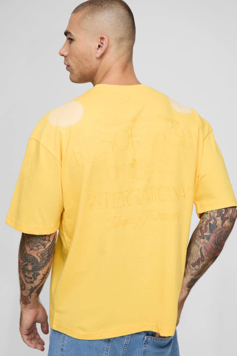 Kastiges Oversize T-Shirt mit Print - Gelb - L, Gelb von boohooman